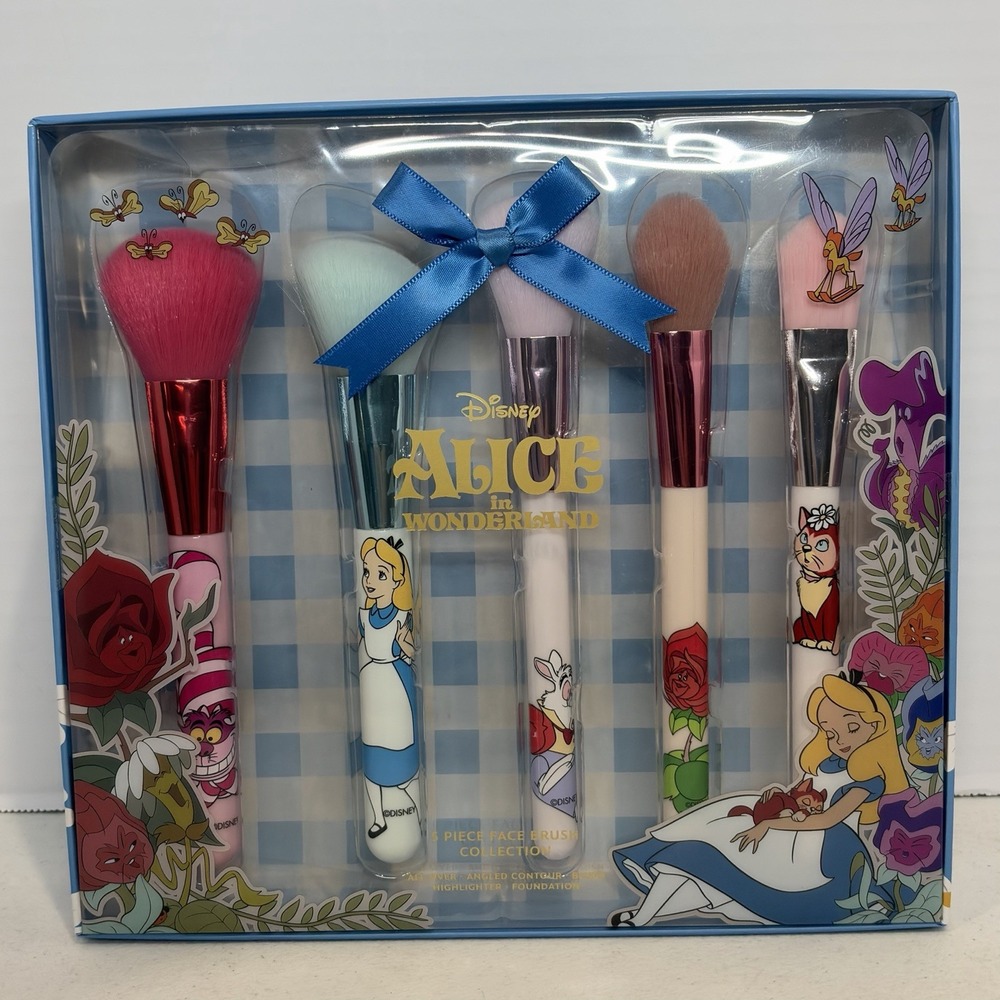 DISNEY ALICE IN WONDERLAND - 5 Piece Face Brush Collection - Full Size - NIB